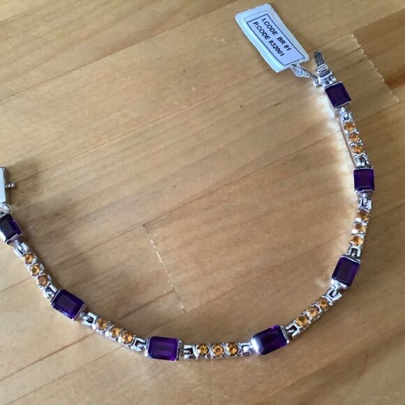 NWT 𝅺sterling SILVER 925 AMETHYST/CITRINE WOMAN BRACELET​ - Picture 7 of 7